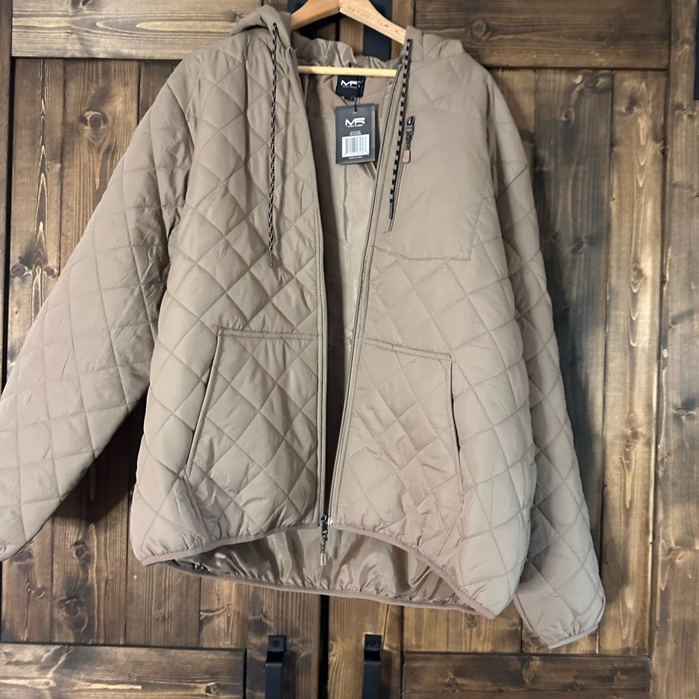 Tan Quilted Bomber Jacket